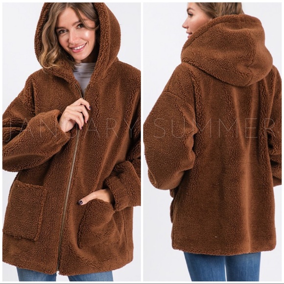 January Summer Jackets & Blazers - ❄️MOCHA FLEECE TEDDY BEAR JACKET HOODIE
